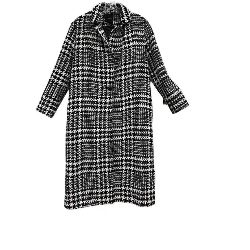 NWOT Long Houndstooth Coat SZ S